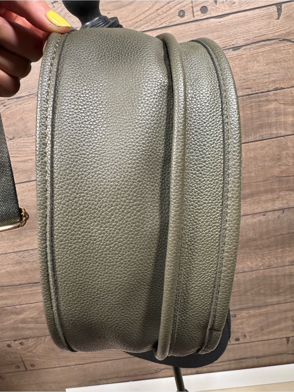 Olive Green Women's Crossbody Bag with Patterned Removable Strap - Picture 5 of 5